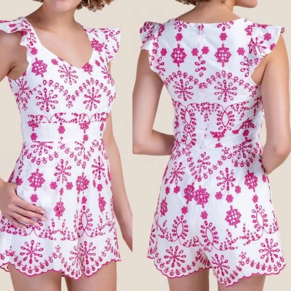 Jun&Ivy Pink and White Romper